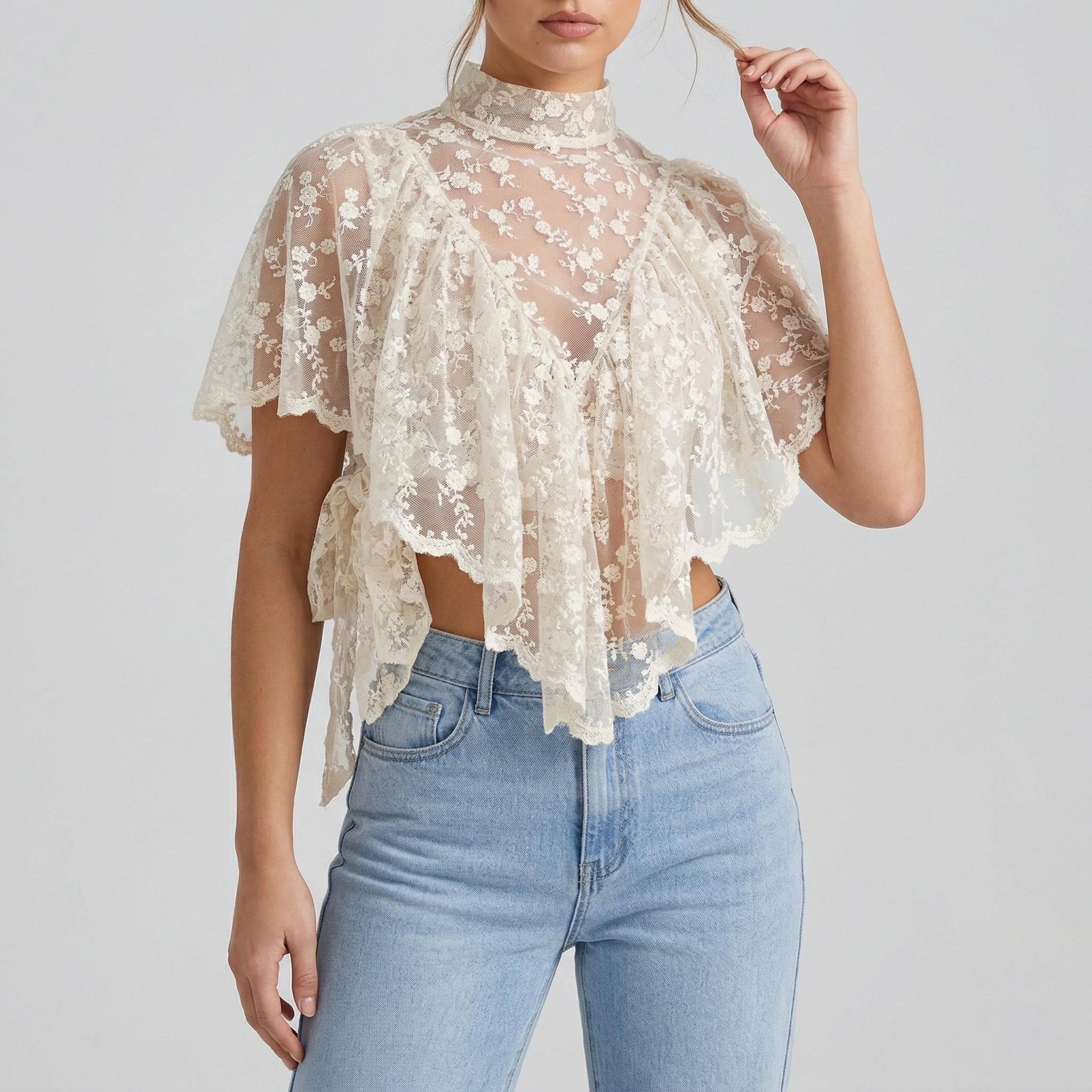 melt the lady eyelet sheer tops | MELT THE LADY melt the lady 