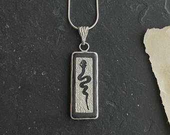 Ormhalsband 925 sterlingsilver och ebenholtsträ, handgjort ormhalsband för kvinnor, handsågade träsmycken, hantverksgåva