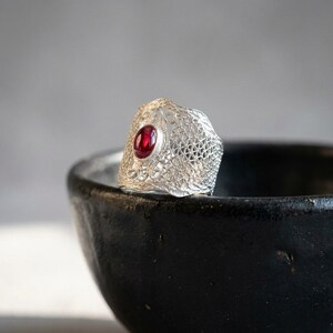 Tourmaline Statement Ring 925 Sterling Silver, Handmade Filigree Wide Band Ring for Women, Natural Gemstone Jewelry, Artisan Gift image 6