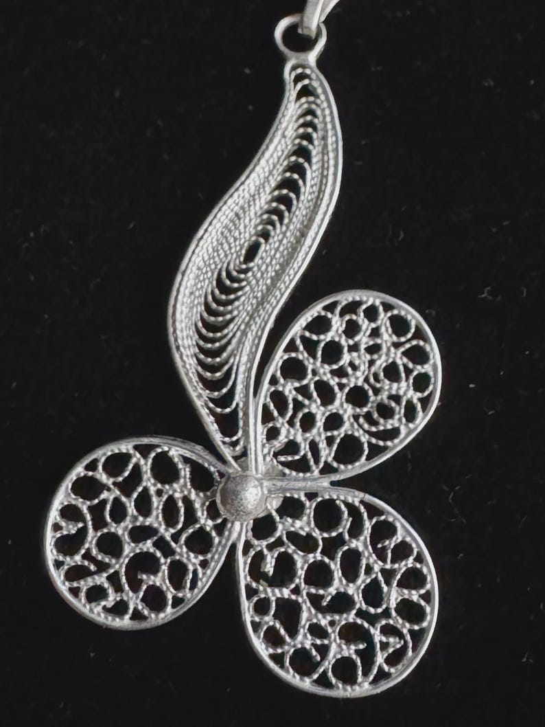 Trinity Pendant Necklace 925 Sterling Silver, Handmade Filigree Telkari Necklace for Women, Faith Hope Love Jewelry, Artisan Gift image 4