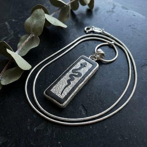 Snake Pendant Necklace 925 Sterling Silver and Ebony Wood, Handmade Serpent Necklace for Women, Hand Sawn Wood Jewelry, Artisan Gift image 5
