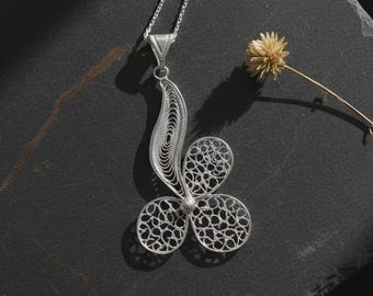 Trinity-hängehalsband 925 sterlingsilver, handgjort filigran Telkari-halsband för kvinnor, tro hopp kärlek smycken, hantverksgåva
