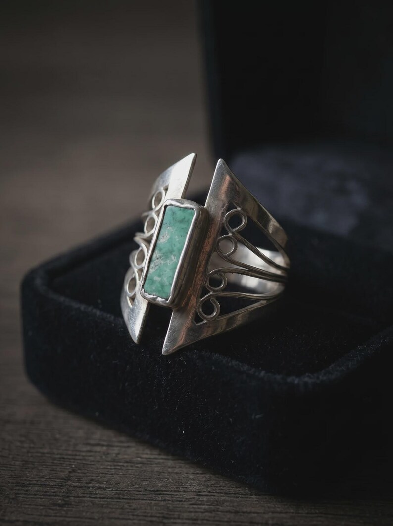 Anillo de piedra turquesa en plata de ley 925, anillo de filigrana hecho a mano para mujer, delicado anillo de piedra preciosa, regalo único de joyería artesanal de plata imagen 1