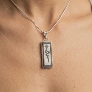 Snake Pendant Necklace 925 Sterling Silver and Ebony Wood, Handmade Serpent Necklace for Women, Hand Sawn Wood Jewelry, Artisan Gift image 3