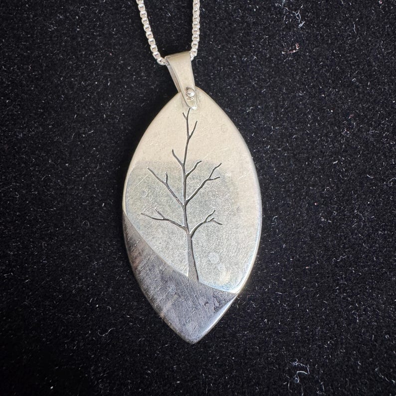 Tree of Life Necklace 925 Sterling Silver and Ebony Wood, Handmade Hand Sawn Pendant for Women, Nature Wood Jewelry, Artisan Gift image 10