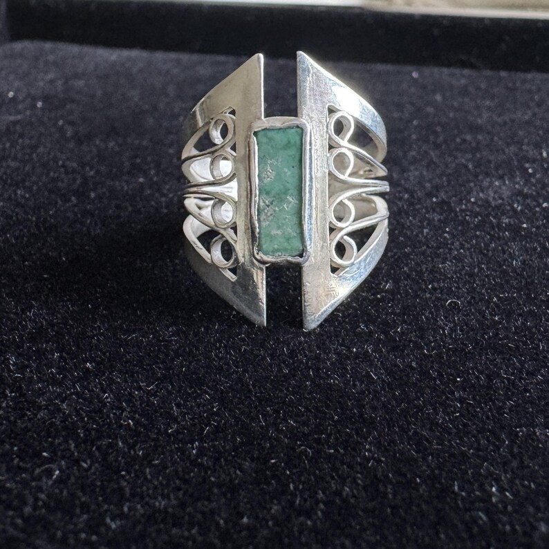 Anillo de piedra turquesa en plata de ley 925, anillo de filigrana hecho a mano para mujer, delicado anillo de piedra preciosa, regalo único de joyería artesanal de plata imagen 6