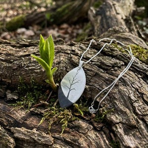 Tree of Life Necklace 925 Sterling Silver and Ebony Wood, Handmade Hand Sawn Pendant for Women, Nature Wood Jewelry, Artisan Gift image 6