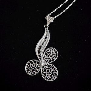 Trinity Pendant Necklace 925 Sterling Silver, Handmade Filigree Telkari Necklace for Women, Faith Hope Love Jewelry, Artisan Gift image 10
