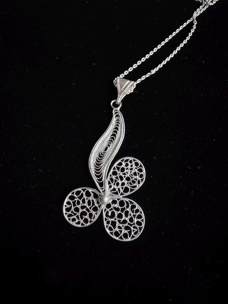 Trinity Pendant Necklace 925 Sterling Silver, Handmade Filigree Telkari Necklace for Women, Faith Hope Love Jewelry, Artisan Gift image 10