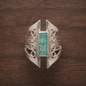 Anillo de piedra turquesa en plata de ley 925, anillo de filigrana hecho a mano para mujer, delicado anillo de piedra preciosa, regalo único de joyería artesanal de plata imagen 3