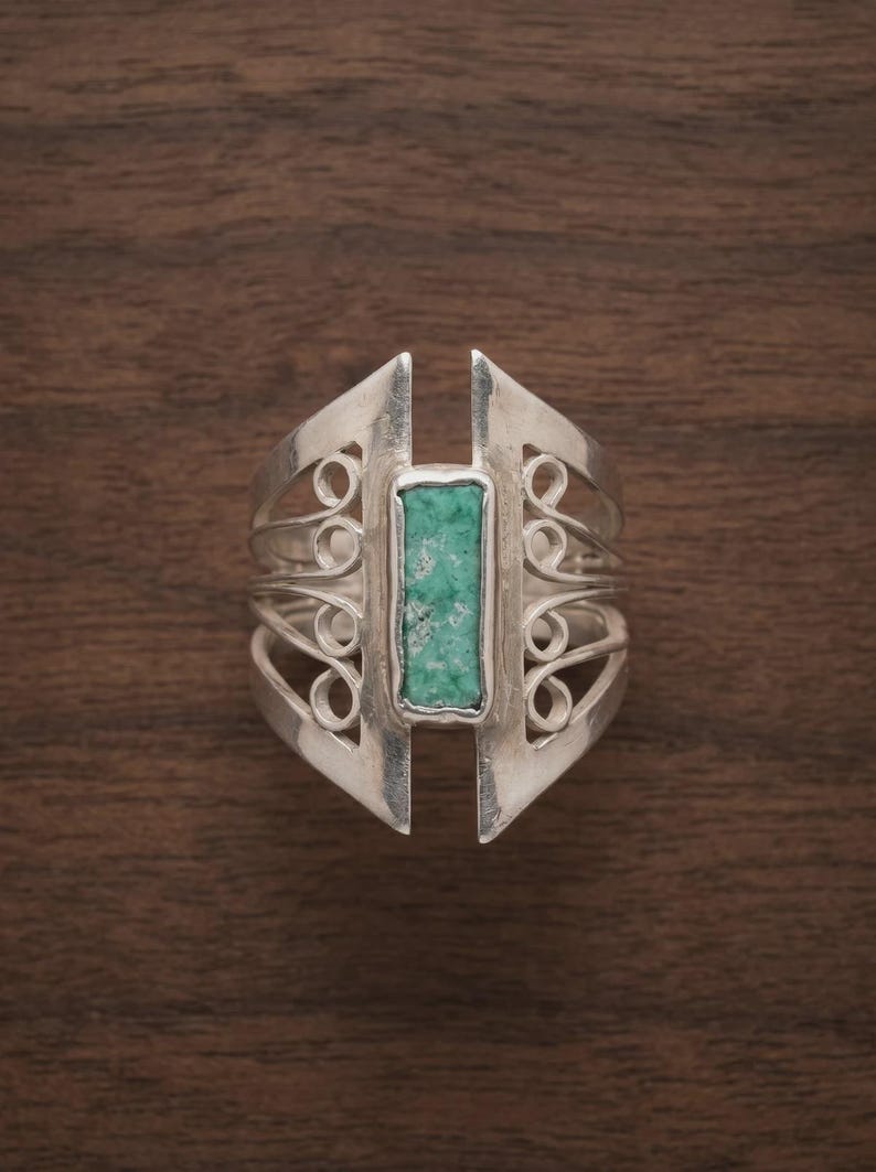Anillo de piedra turquesa en plata de ley 925, anillo de filigrana hecho a mano para mujer, delicado anillo de piedra preciosa, regalo único de joyería artesanal de plata imagen 3