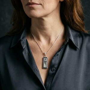 Snake Pendant Necklace 925 Sterling Silver and Ebony Wood, Handmade Serpent Necklace for Women, Hand Sawn Wood Jewelry, Artisan Gift image 6