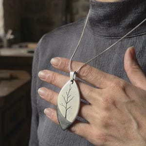 Tree of Life Necklace 925 Sterling Silver and Ebony Wood, Handmade Hand Sawn Pendant for Women, Nature Wood Jewelry, Artisan Gift image 4