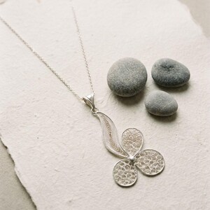 Trinity Pendant Necklace 925 Sterling Silver, Handmade Filigree Telkari Necklace for Women, Faith Hope Love Jewelry, Artisan Gift image 6