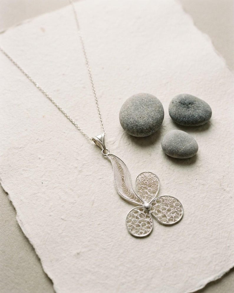 Trinity Pendant Necklace 925 Sterling Silver, Handmade Filigree Telkari Necklace for Women, Faith Hope Love Jewelry, Artisan Gift image 6