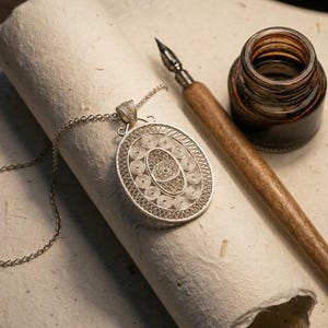 Large Filigree Pendant Necklace 925 Sterling Silver, Handmade Telkari Statement Necklace for Women, Anatolian Artisan Jewelry Gift image 8