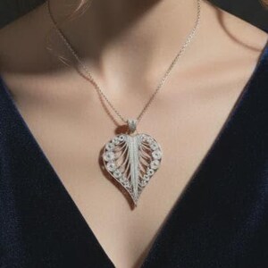 Liefdesknoopketting van 925 sterling zilver, handgemaakte filigraan hartvormige hanger, romantische ketting voor haar, jubileumcadeau, handgemaakte sieraden afbeelding 4