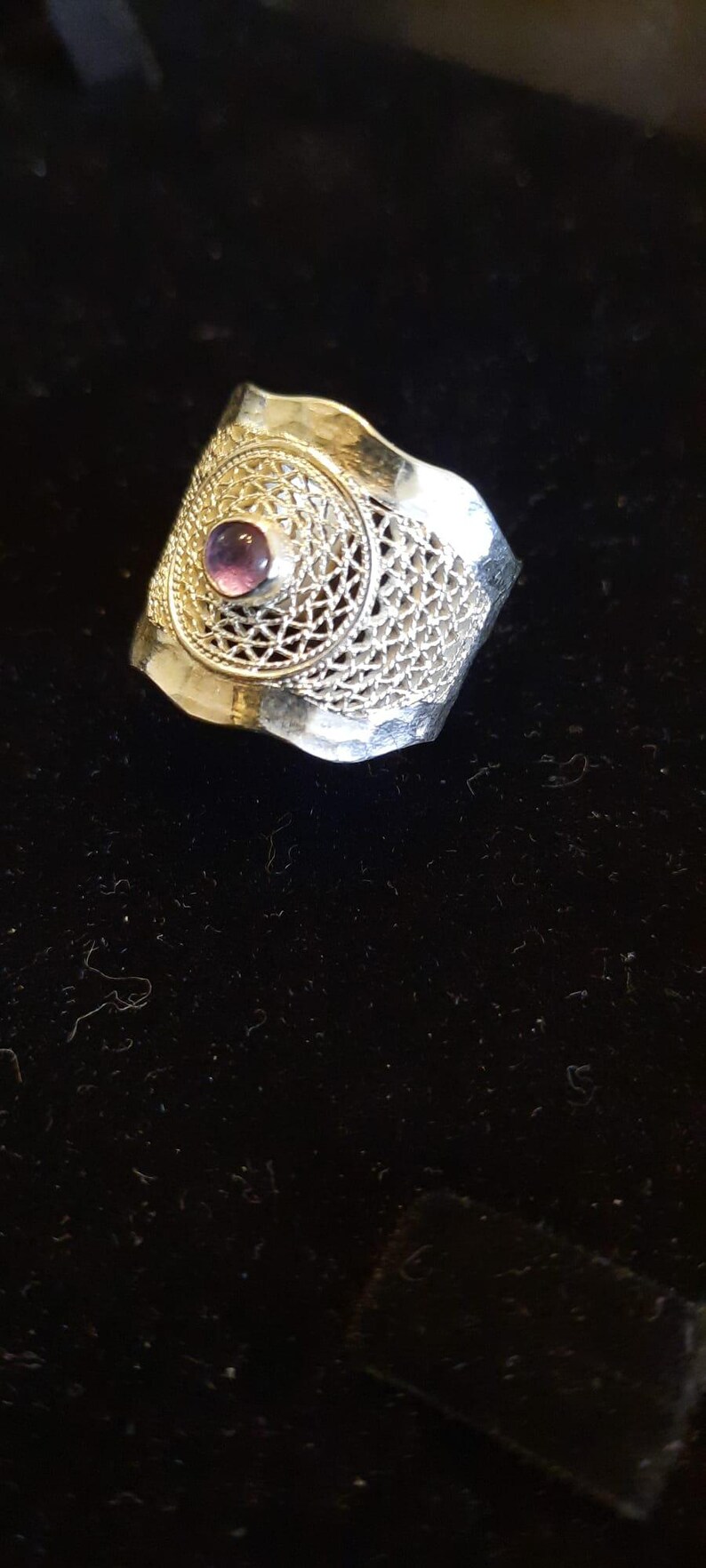 Purple Amethyst Statement Ring 925 Sterling Silver, Handmade Filigree Telkari Band for Women, February Birthstone Artisan Jewelry image 10