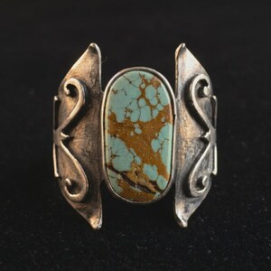 Anillo de turquesa de plata de ley 925, anillo llamativo de filigrana hecho a mano, anillo bohemio de piedra natural para mujer, regalo de joyería artesanal Telkari imagen 2