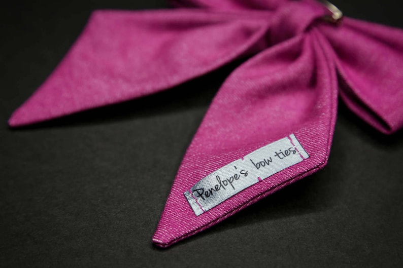 Gift for her Pink brooch Denim woman bow tie Summer accessory