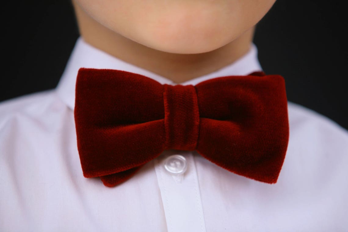 Boys red bow tie Kids velvet tie Children Christmas Etsy