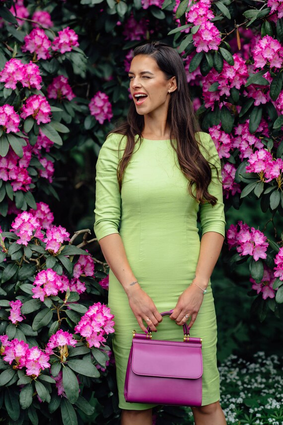 Green Midi Dress, Long Sleeve Dress, Bodycon Dress, Casual Dress