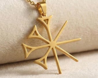 Sumerian Dingir Symbol Necklace | 925 Sterling Silver Gold Plated | Ancient Spiritual Minimalist | Meaningful Gift