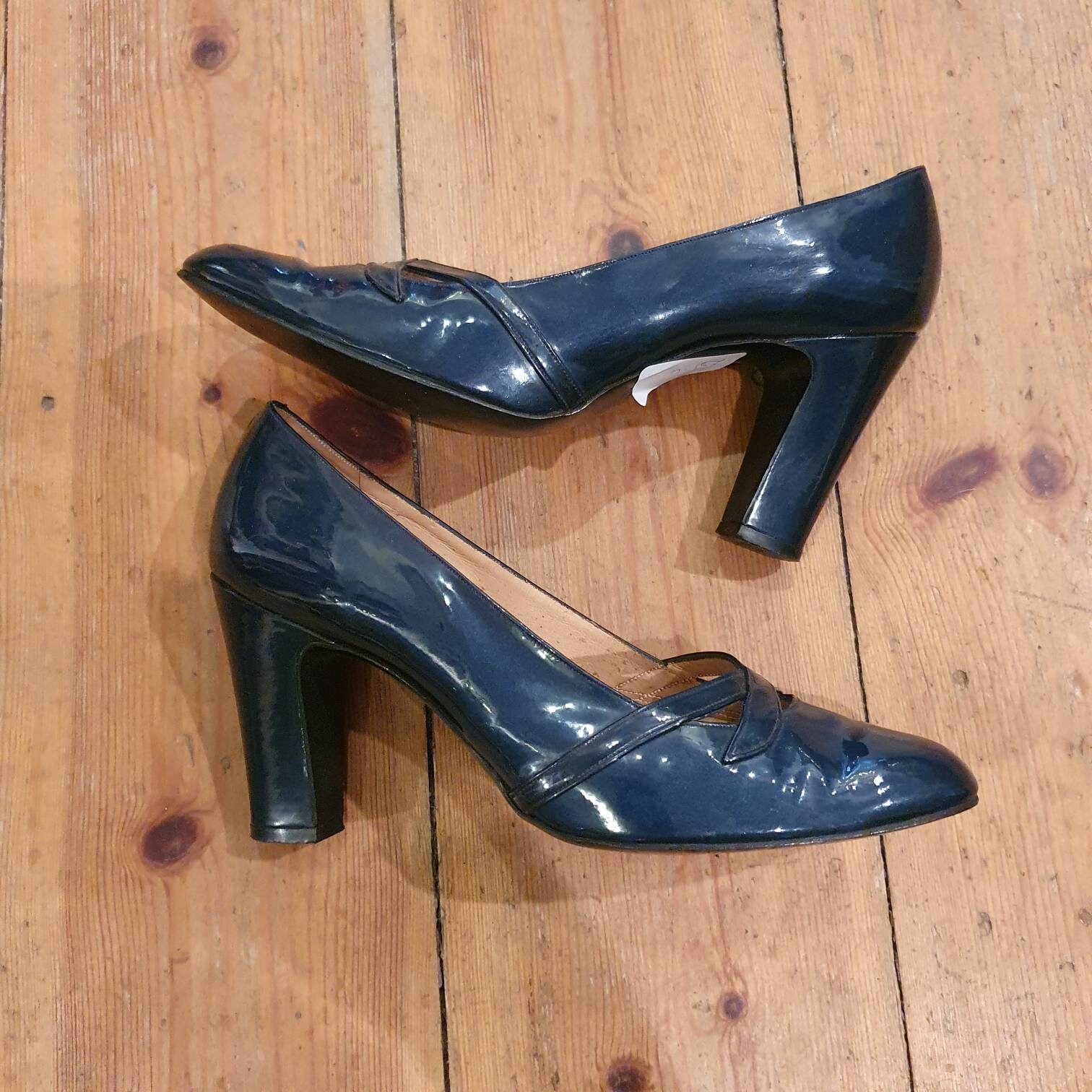 Miss Holmes Vintage 1960s Navy Patent Leather Round Toe