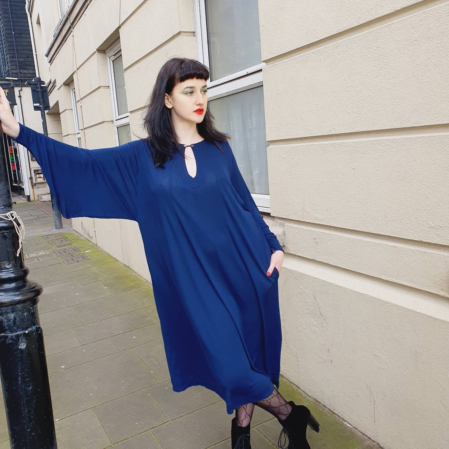Vintage 1970s 70s 1974 Jean Muir Navy 
