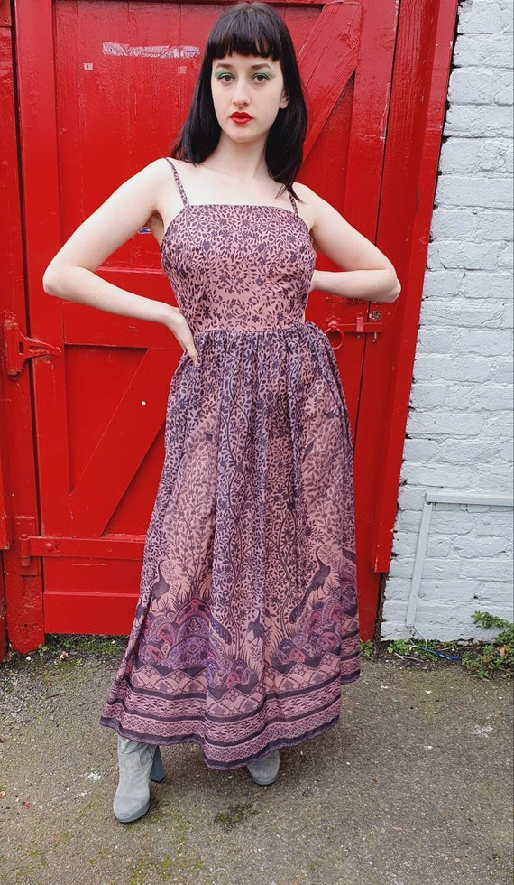 Vintage 1970s 70s Quad Art Nouveau Peacock and Flo