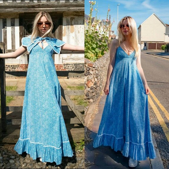 Vintage 1970s Laura Ashley Floral Cotton Strappy S