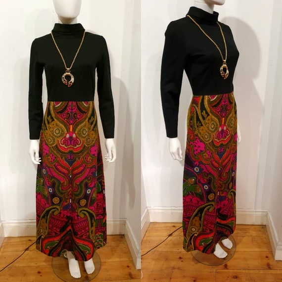 Vintage 1970s 70s Psychedelic Psych Maxi Hostess D