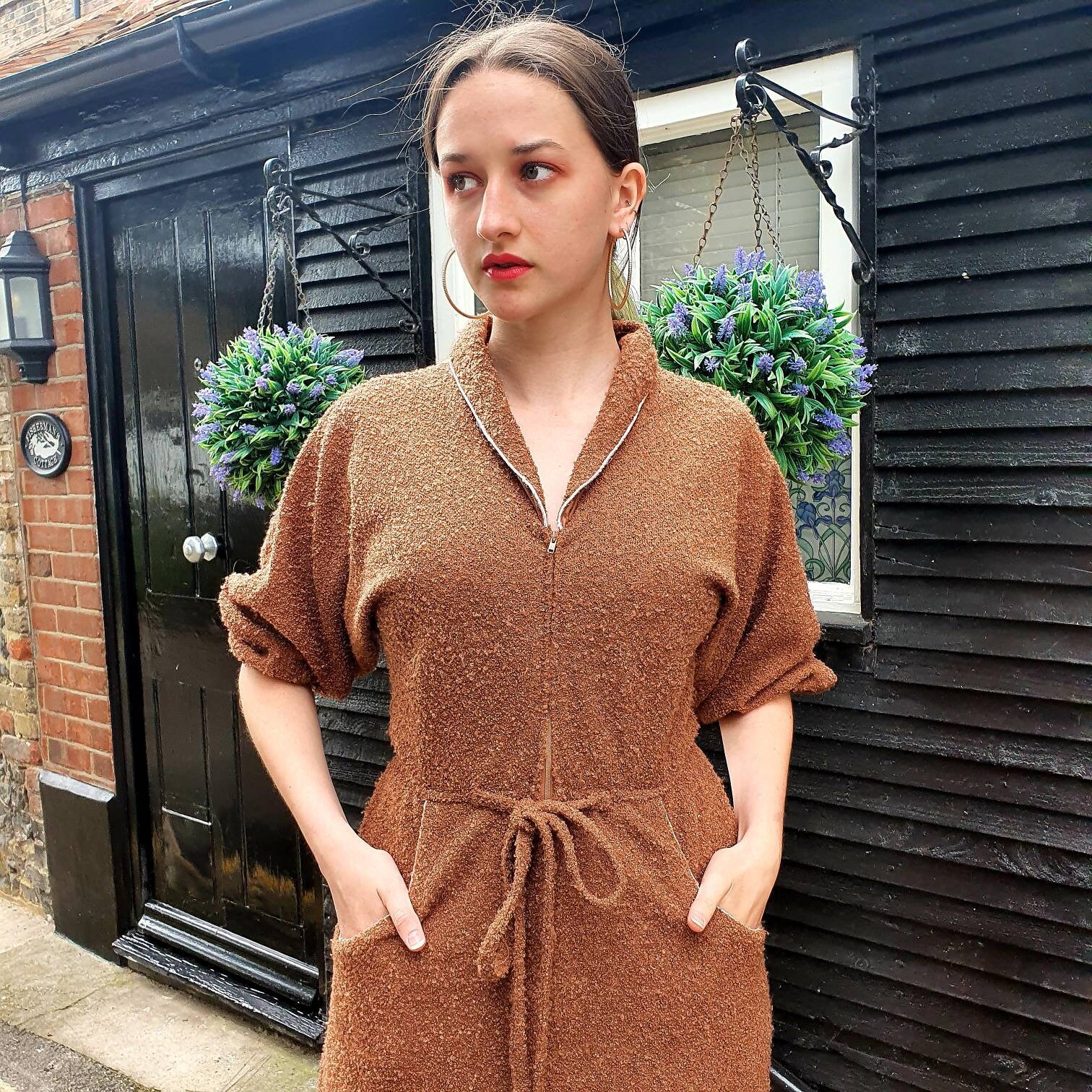 zip front house dress