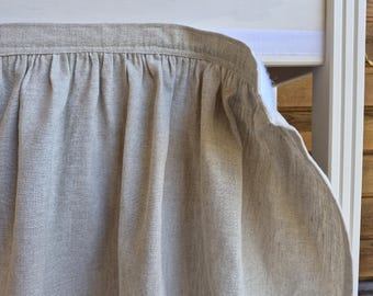 Nattural linen vanity skirt,flax linen for bathroom, hook and loop curtain, utility skirt, vanity shelf skirt, self adhesive skirt