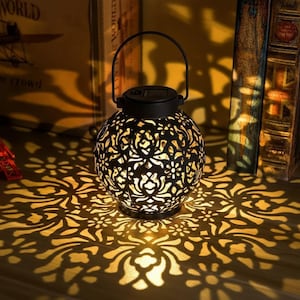 Farol marroquí de filigrana / Lámpara de jardín solar / Lámpara decorativa para caminos exteriores