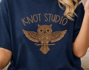 Knot Studio Macrame Owl Graphic Tee | Fiber Artist Boho Maker Gift