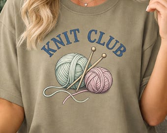 Knit Club Knitting Graphic Tee | Yarn Lover Knitter Gift