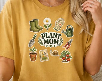 Plant Mom Garden Lover Sticker Collage Graphic Tee