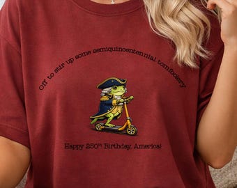 George Washington Frog on Scooter T-Shirt | America 250th Birthday Graphic Tee