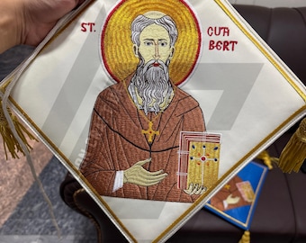 St. Cuthbert Embroidered Epigonation | Christian Orthodox Icon | Saint Embroidery Icon | Religious | Church Gift