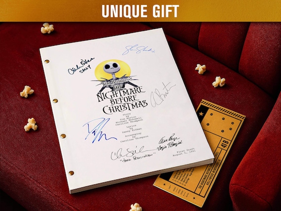 The Nightmare Before Christmas (1991) MOVIE SCRIPT | Dark Fantasy Musical Replica | Film Lover Gift | Cinema Decor & Movie Memorabilia