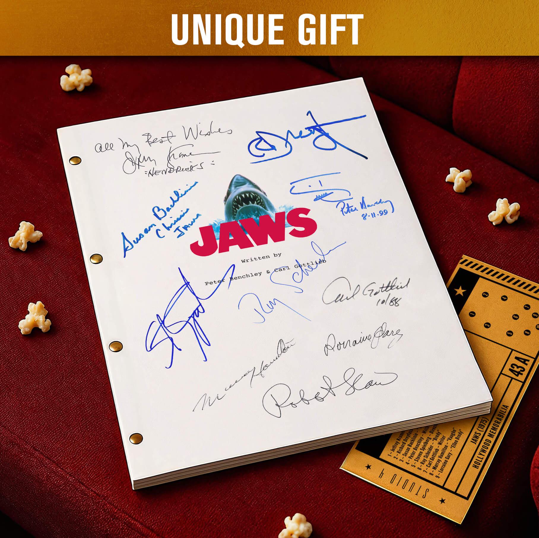 Jaws (1975) MOVIE SCRIPT | Classic Shark Thriller Screenplay Replica ...