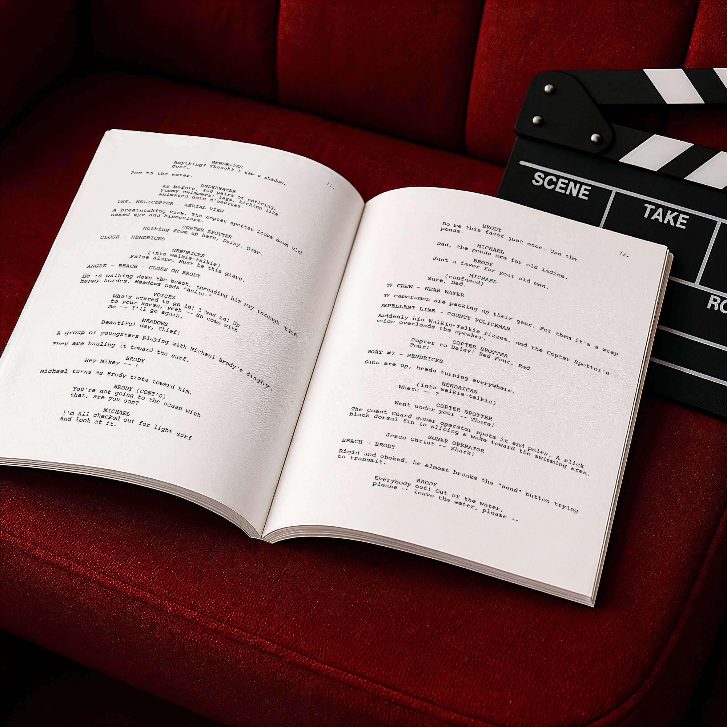 Script Examples Jaws Jaws (1975) MOVIE SCRIPT | Classic Shark Thriller Screenplay Replica ...
