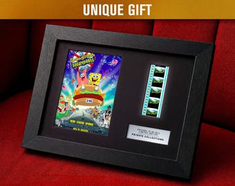 Der Spongebob Schwammkopf Film (2004) authentische 35 mm Filmzellen | LED-Rahmen & Passepartout-Board | Animierte Film Erinnerungsstücke | Wand Kunst Geschenk
