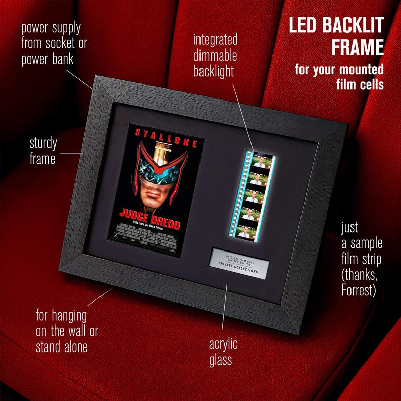 Dredd 2012 Frames JUDGE DREDD (1995) Authentic 35mm Film Cells | LED Frame & Mat Board ...
