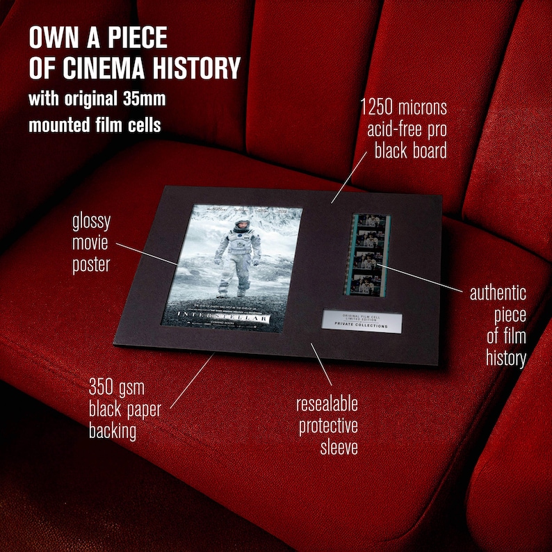 INTERSTELLAR (2014) Rare authentic 35mm Film Cells | LED Frame & Mat Board Options | Epic Sci-Fi Movie Memorabilia | Unique Wall Art Gift image 4