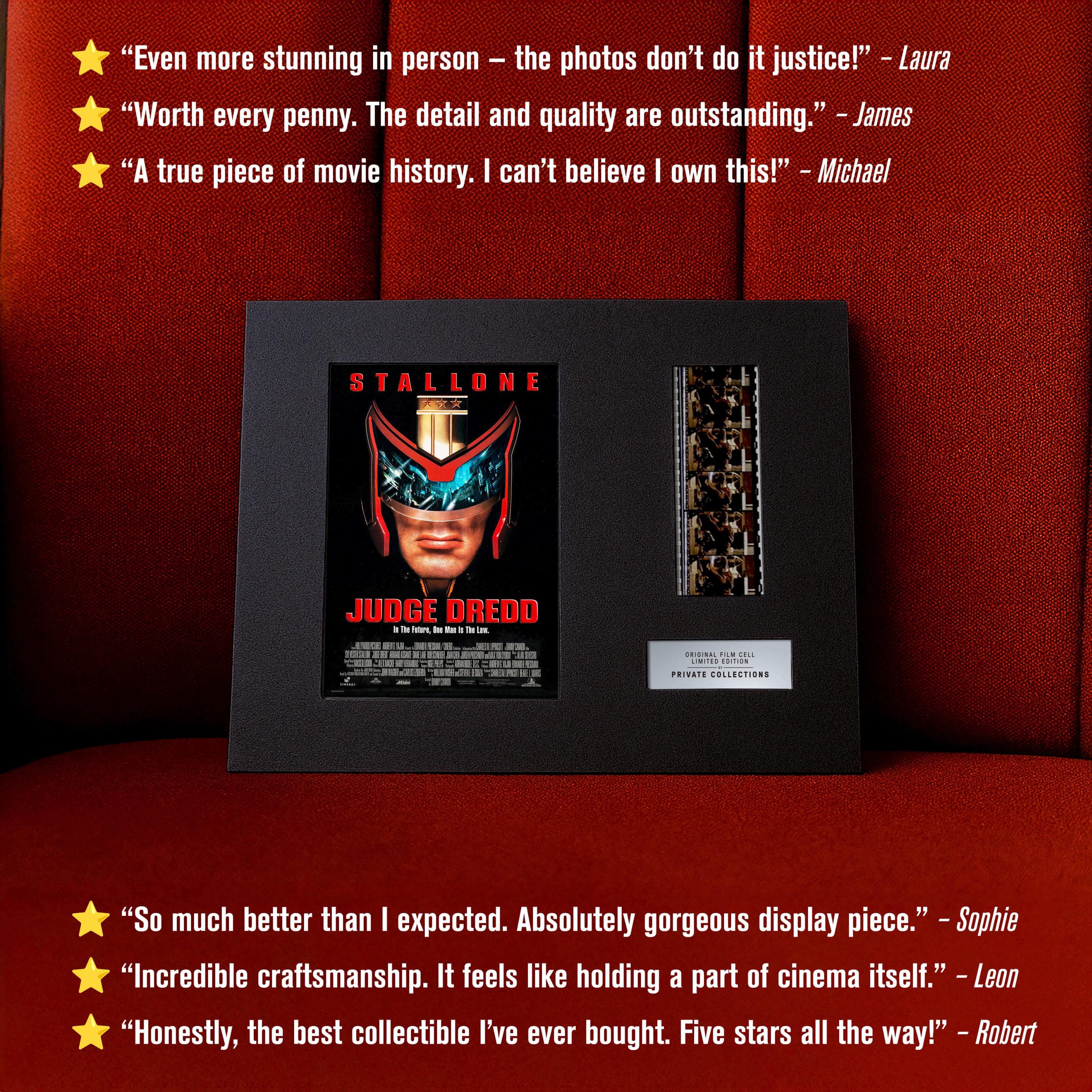 Dredd 2012 Frames JUDGE DREDD (1995) Authentic 35mm Film Cells | LED Frame & Mat Board ...