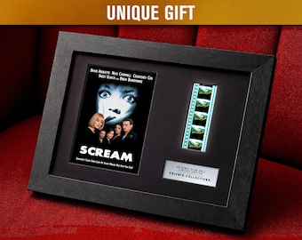 SCREAM (1996) Cellules de film 35 mm authentiques | Options de cadre et de passe-partout LED | Souvenirs de films d'horreur classiques | Cadeau unique pour fan d'art mural de cinéma