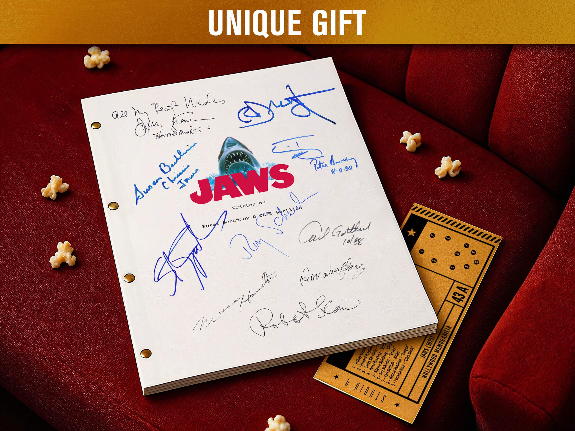 Jaws (1975) MOVIE SCRIPT | Classic Shark Thriller Screenplay Replica ...