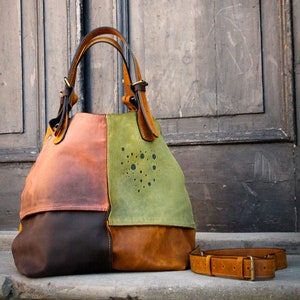 Sac fourre-tout en cuir surdimensionné - sac à main de sport fait main en sac à main hobo personnalisable marron whisky par Ladybuq cadeau vintage pour elle